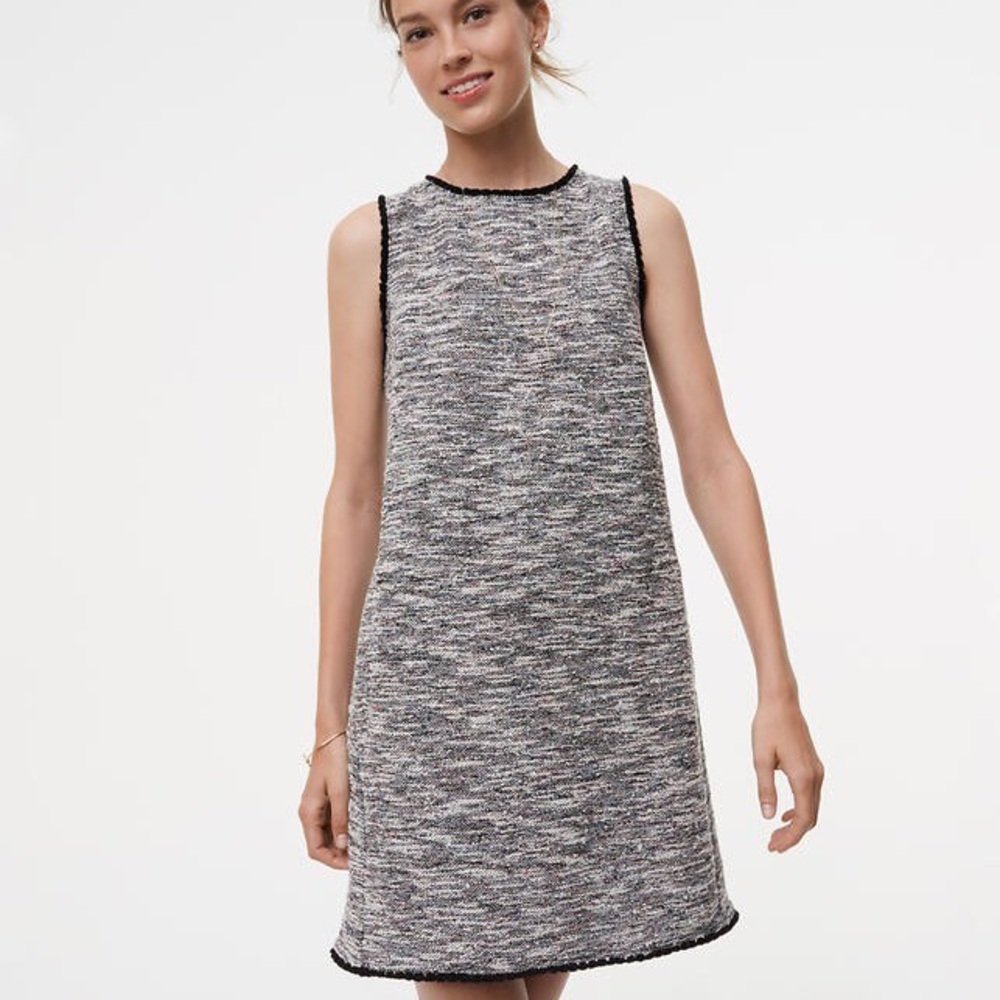 LOFT Tweed Textured Shift Dress w/pockets